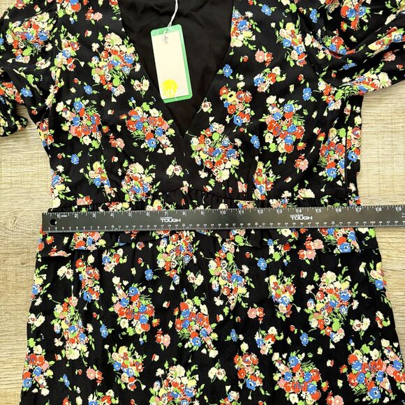 Boden Dress Wild Cluster 12UK 8USCrew Neck Knee Length Floral Black Long Sleeve - Picture 7 of 12